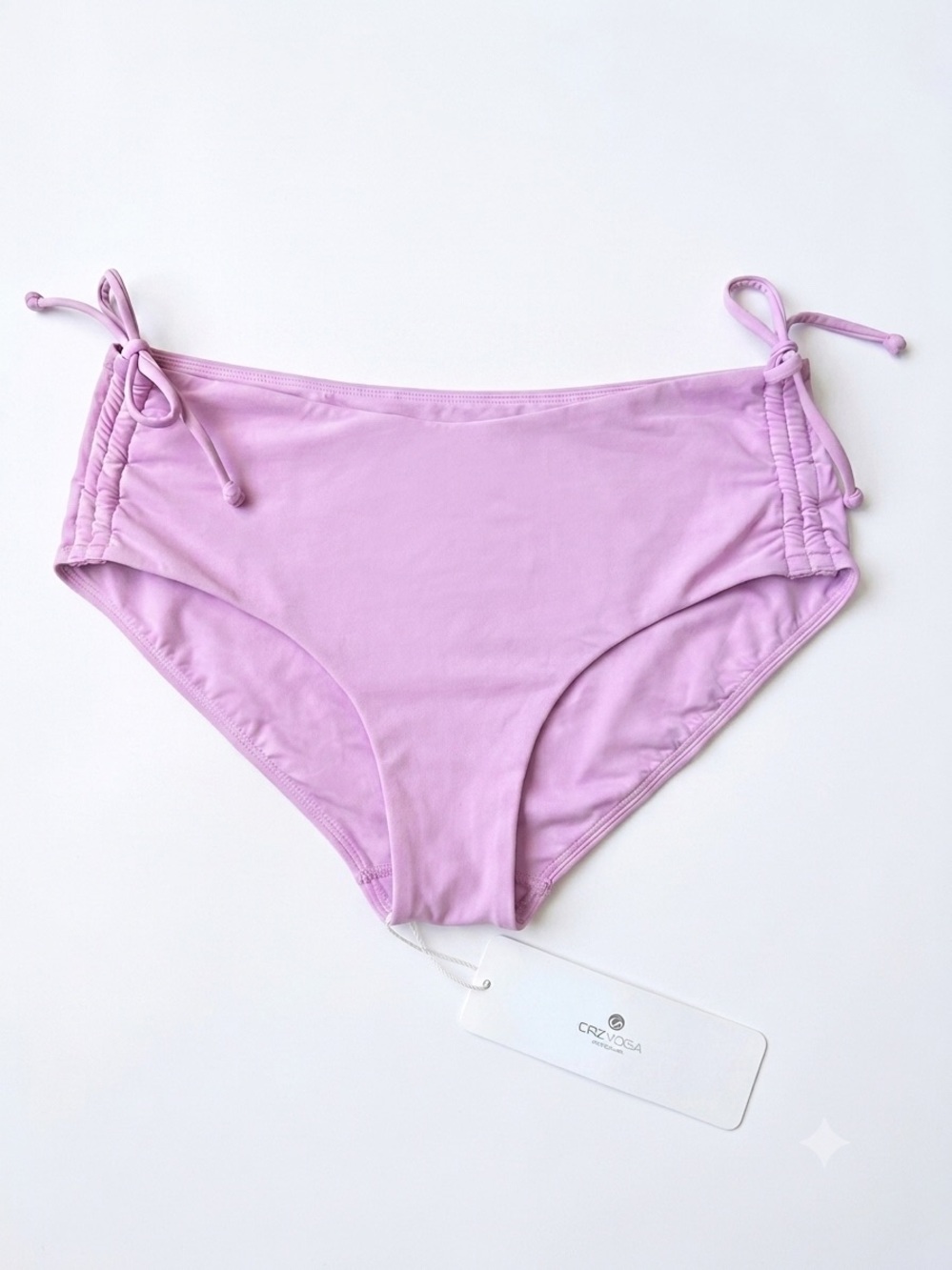 NWT CRZ YOGA Mid Waisted Ruched Side Tie Bikini Bottoms Vita Pink Women’s S 4/6